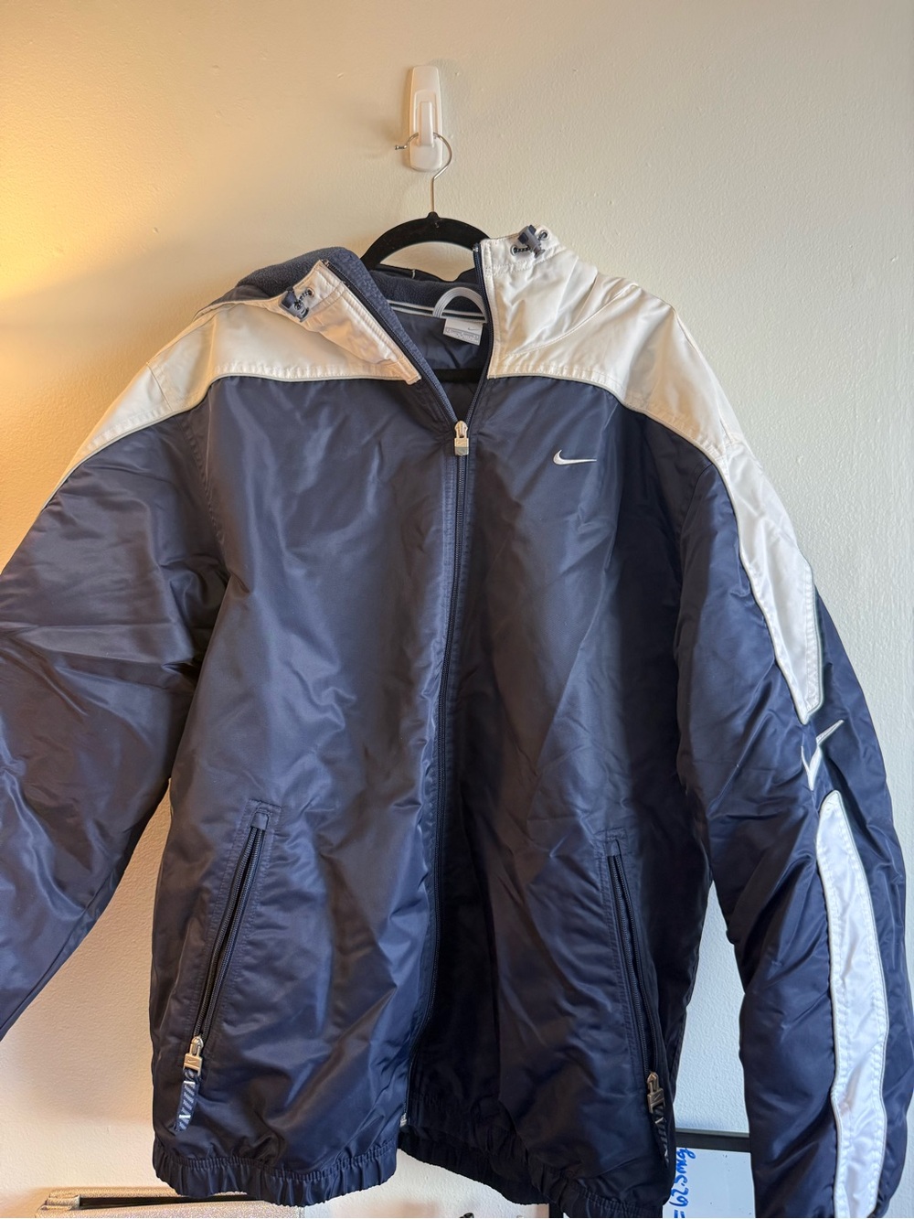 Vintage Nike Blue and White Windbreaker Full Zip Size L